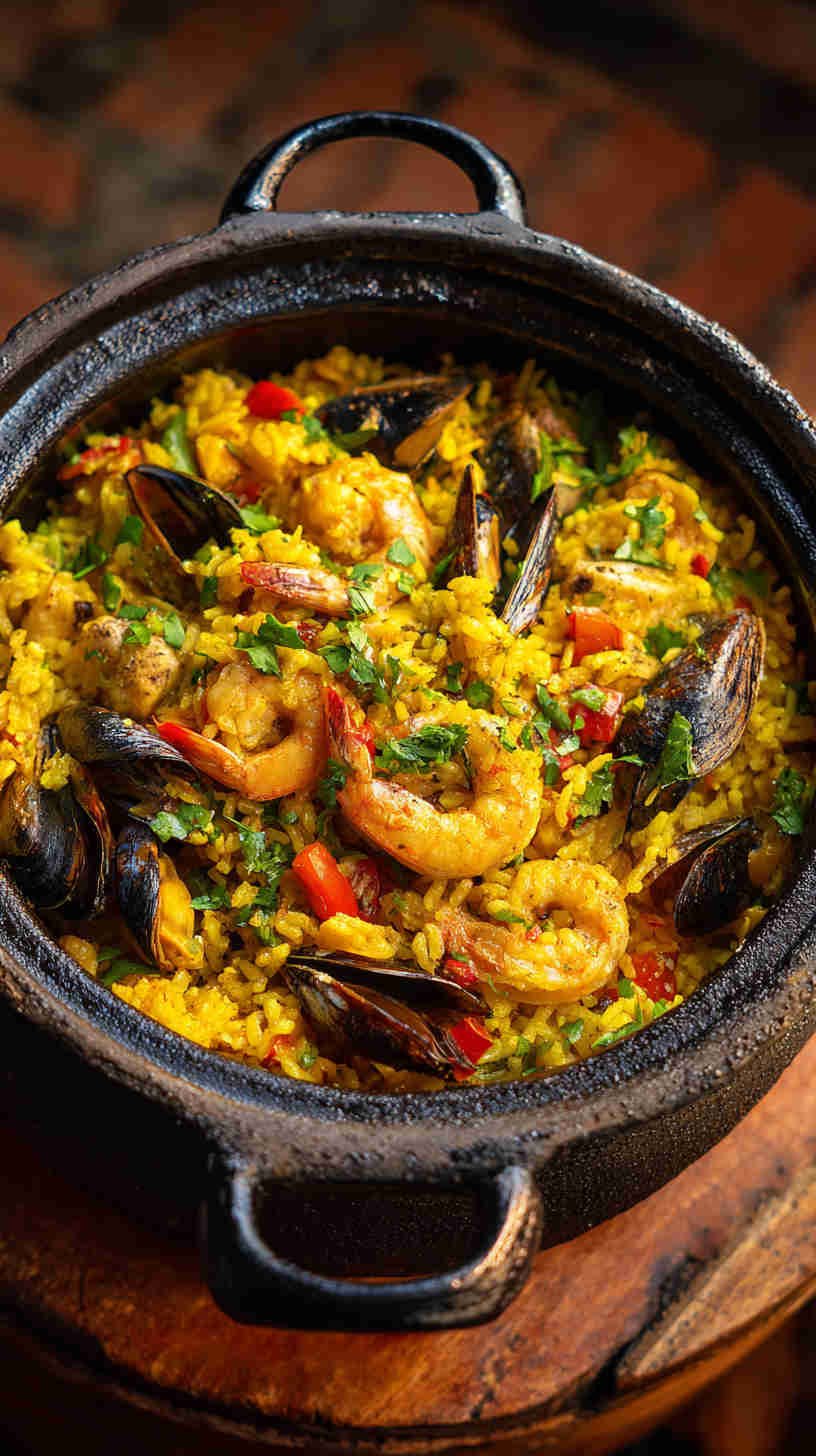 Crockpot Seafood Paella with Saffron Rice