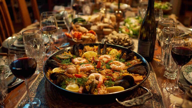 Crockpot Seafood Paella with Saffron Rice