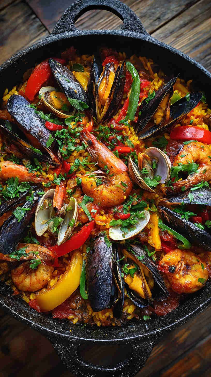 Crockpot Seafood Paella with Saffron Rice