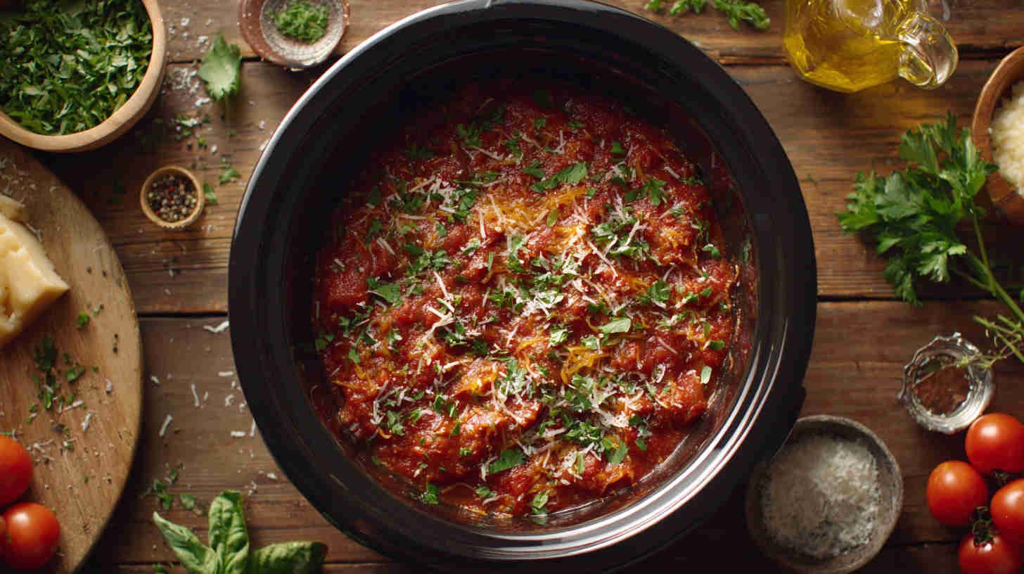 Crockpot Spaghetti Squash with Marinara