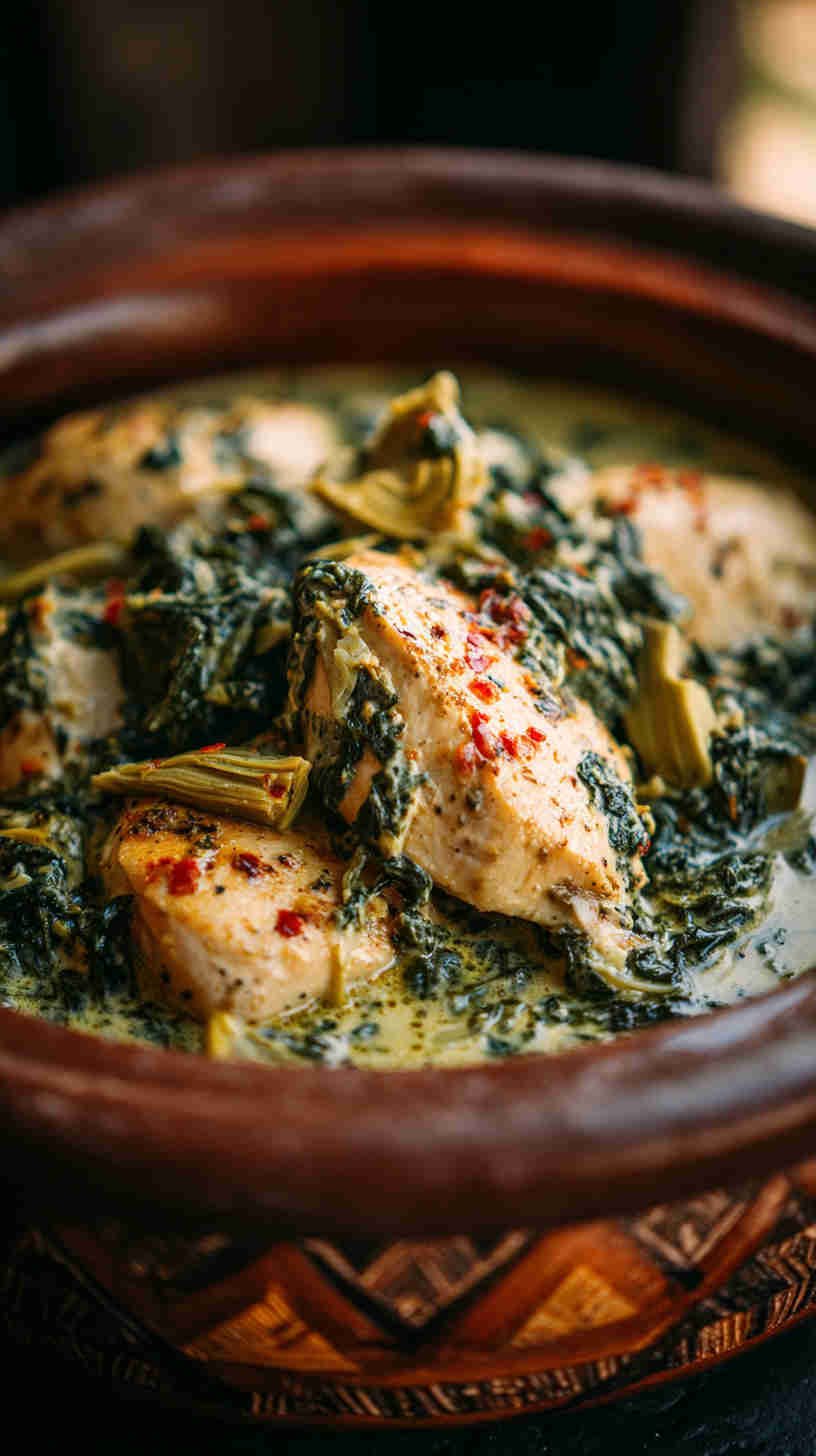 Crockpot Spinach and Artichoke Chicken
