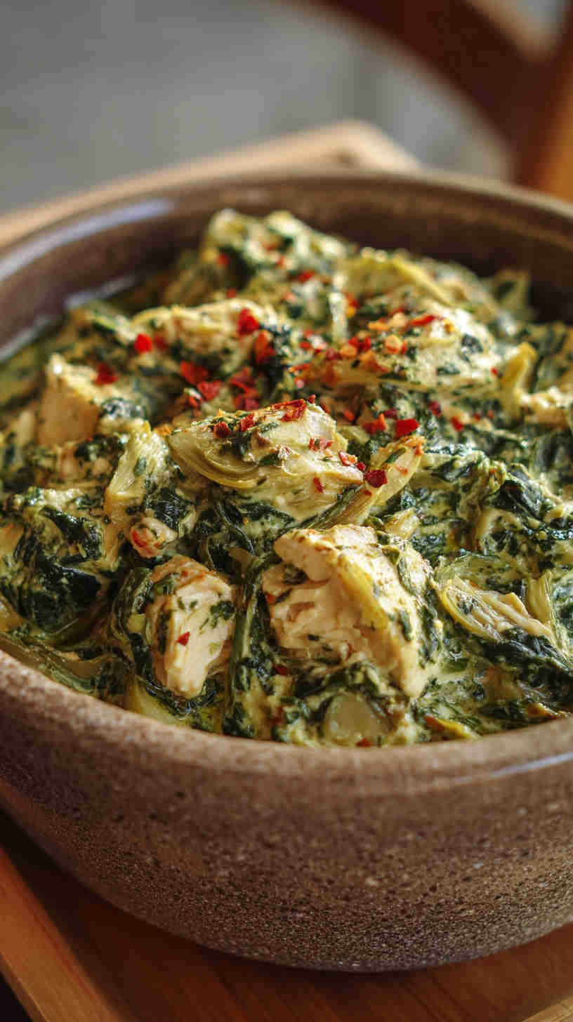 Crockpot Spinach and Artichoke Chicken
