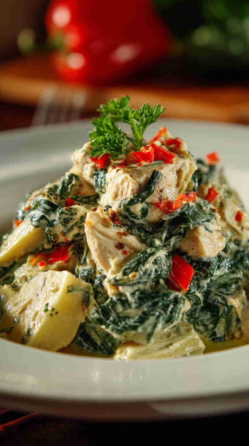 Crockpot Spinach and Artichoke Chicken