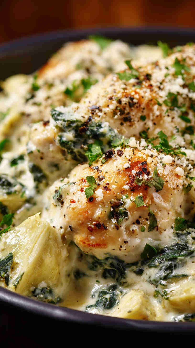 Crockpot Spinach and Artichoke Chicken