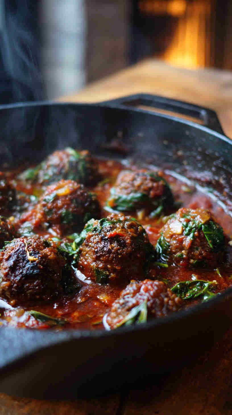 Crockpot Spinach and Feta Meatballs