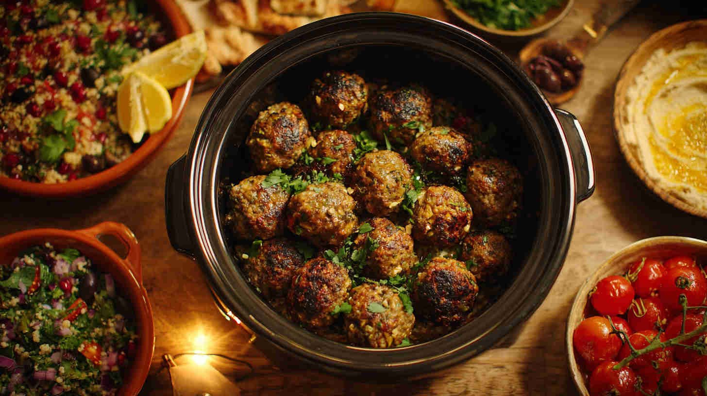 Crockpot Spinach and Feta Meatballs