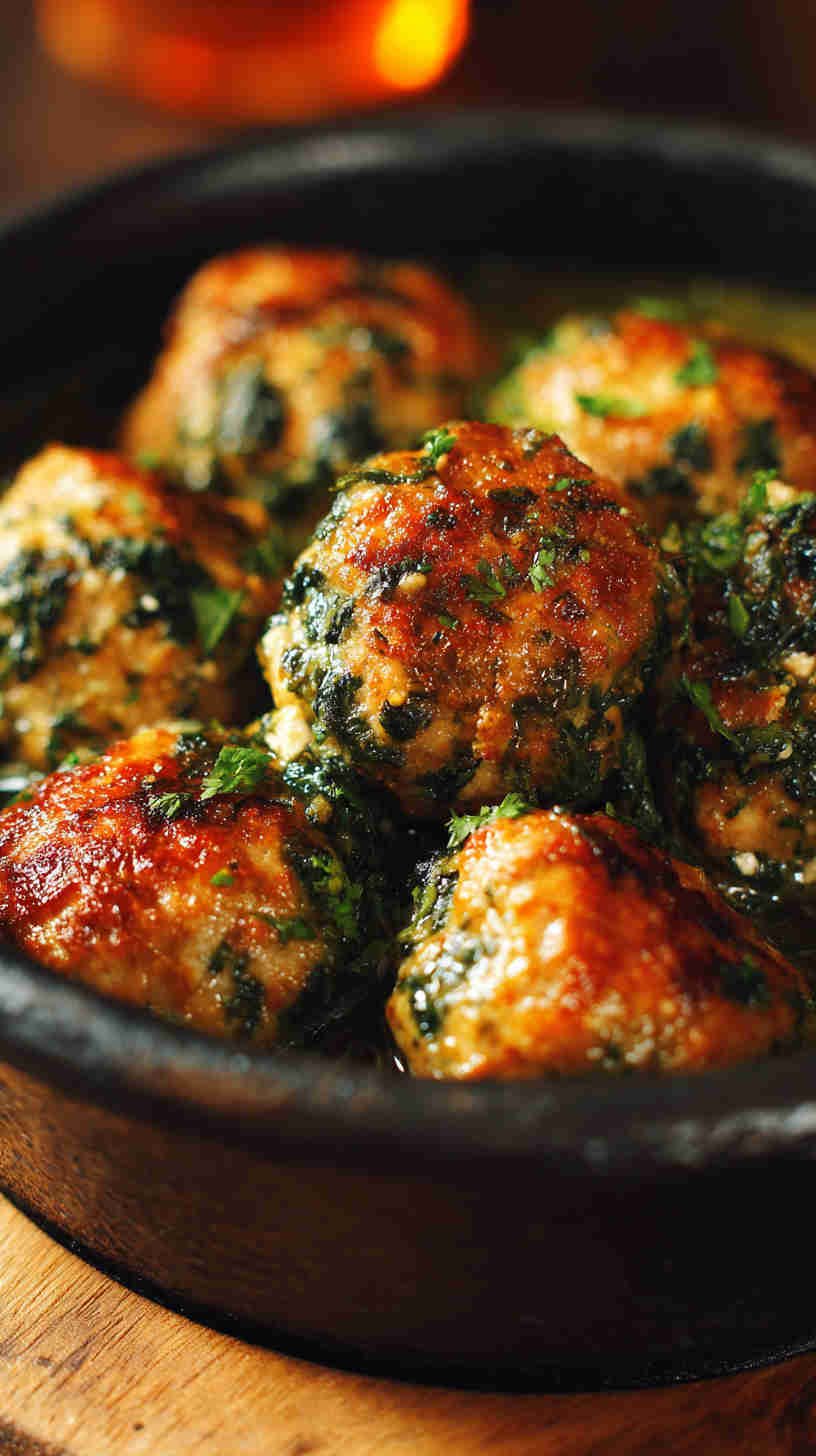 Crockpot Spinach and Feta Meatballs