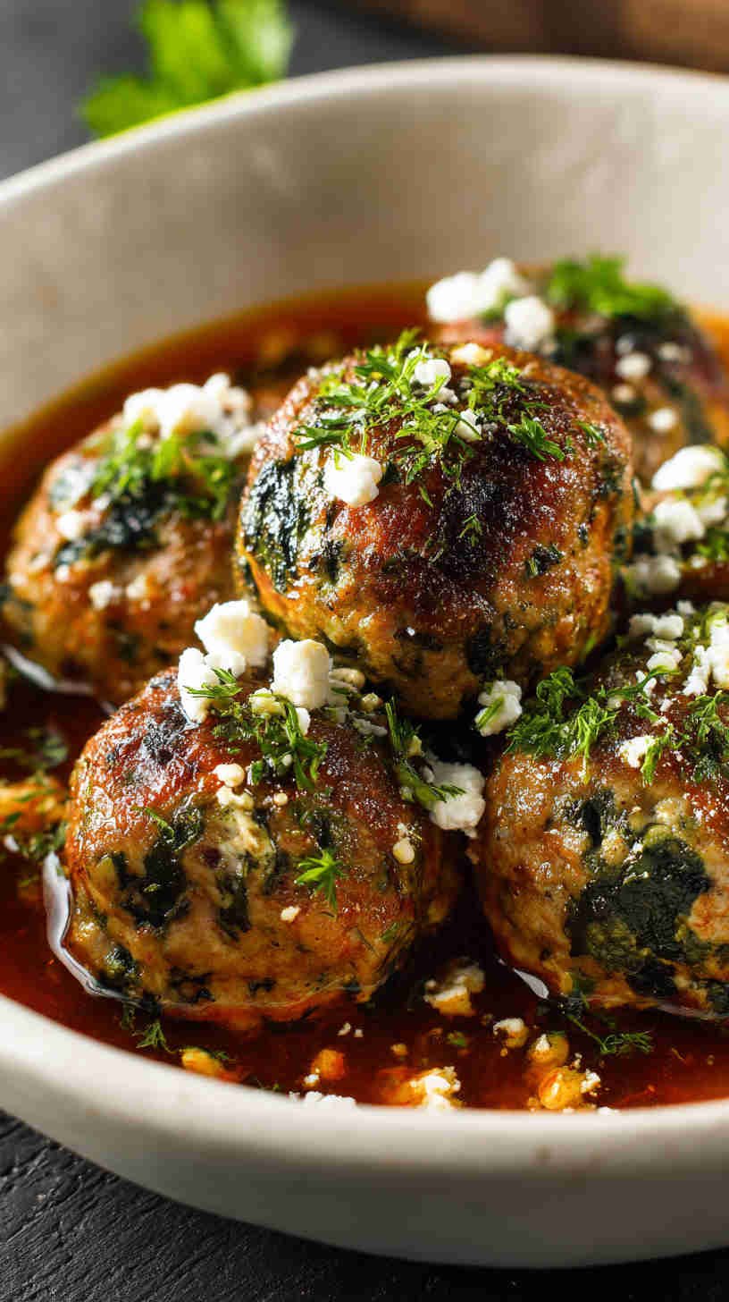 Crockpot Spinach and Feta Meatballs