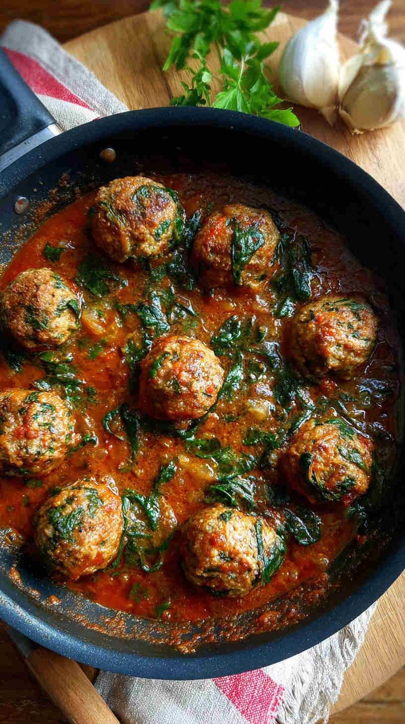 Crockpot Spinach and Feta Meatballs