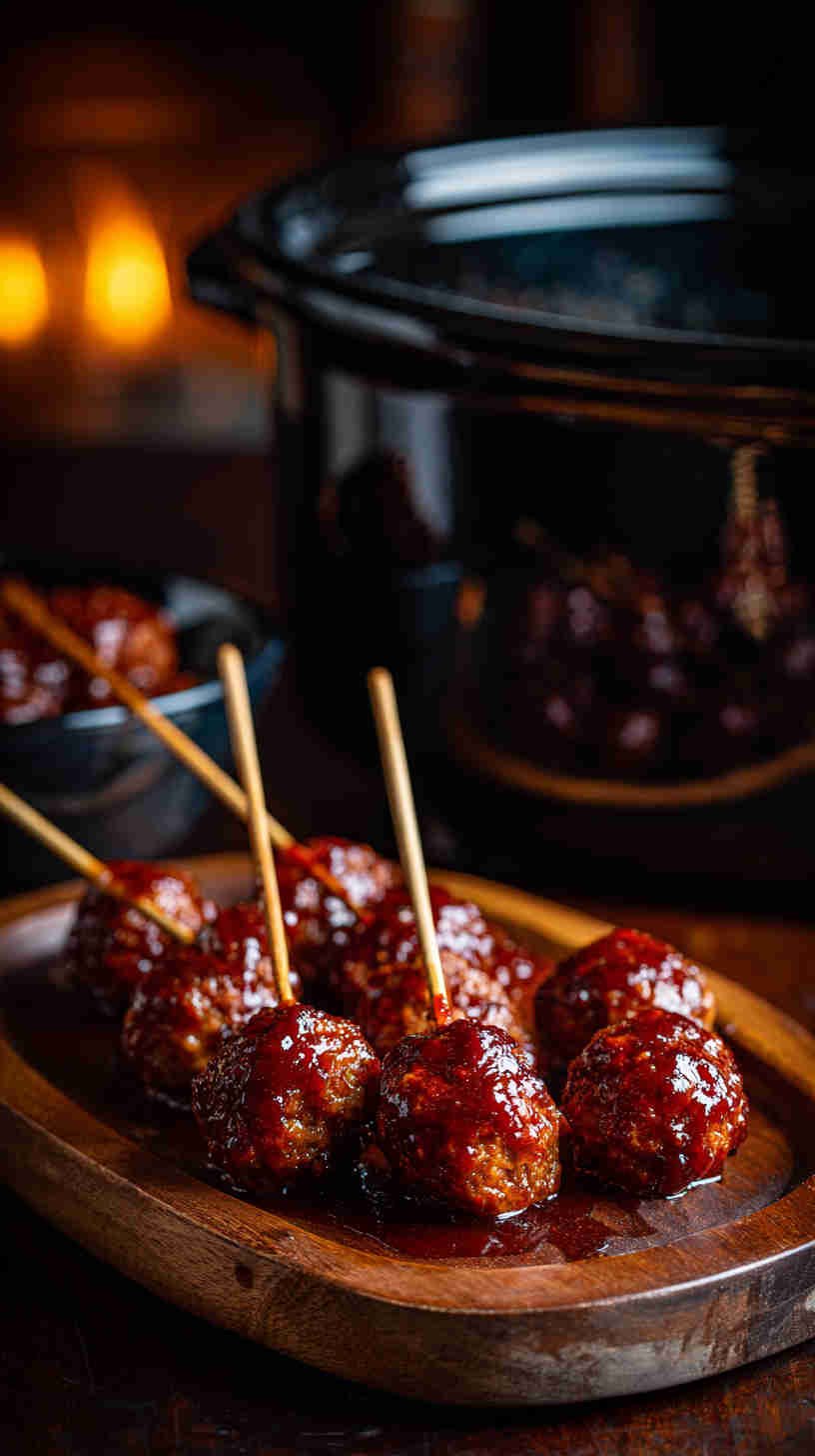 Crockpot Sweet and Spicy BBQ Meatballs