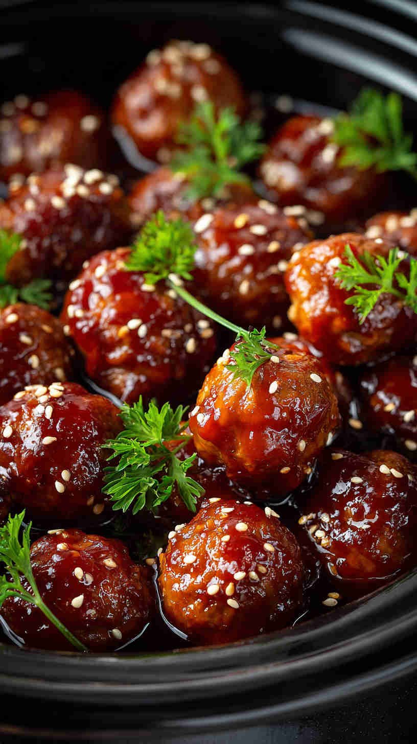 Crockpot Sweet and Spicy BBQ Meatballs