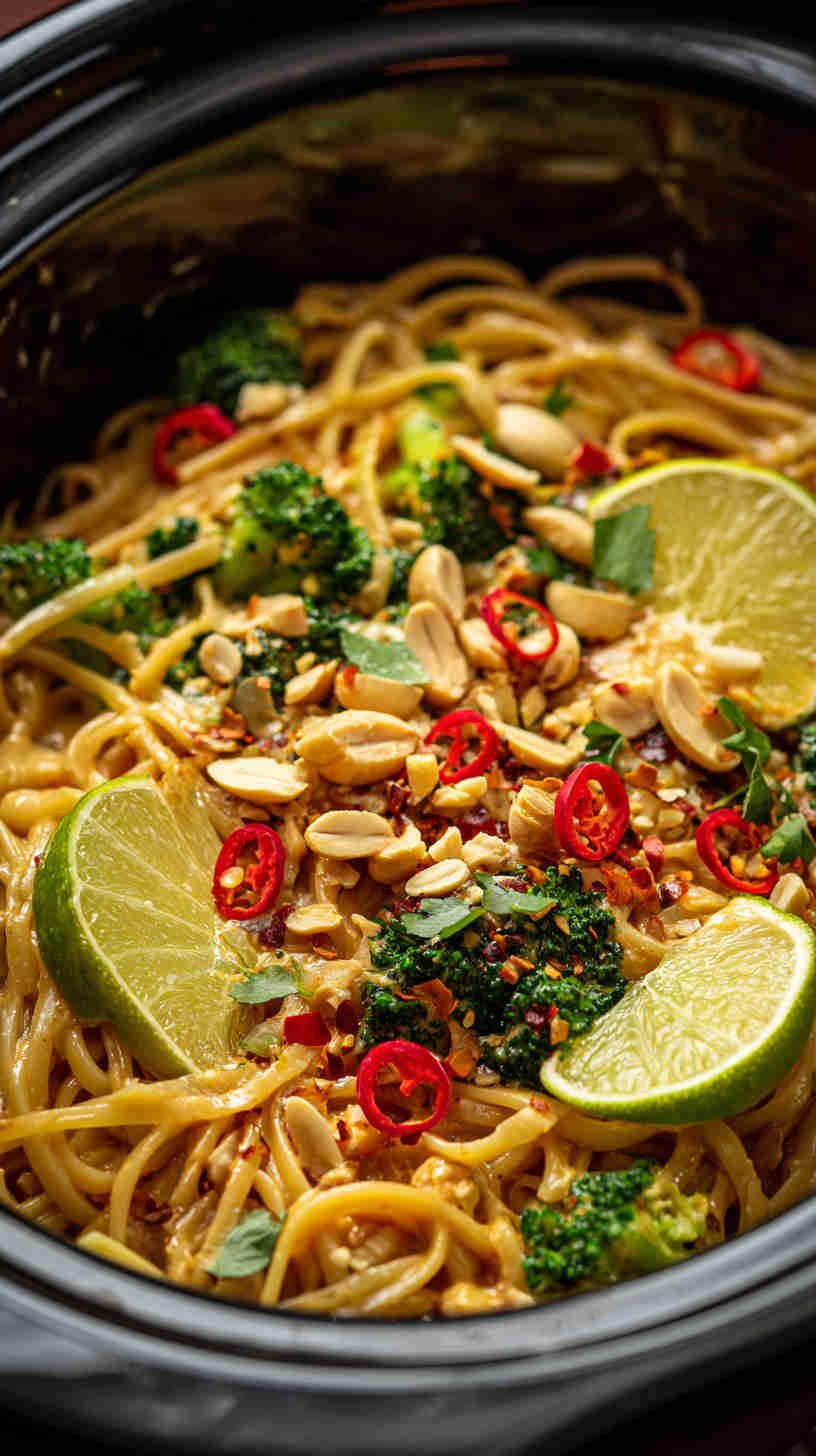 Crockpot Thai Peanut Noodles