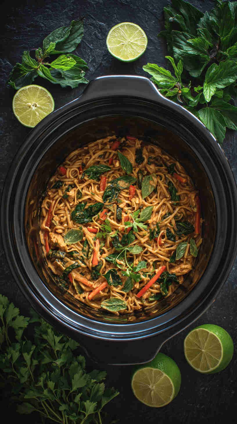 Crockpot Thai Peanut Noodles