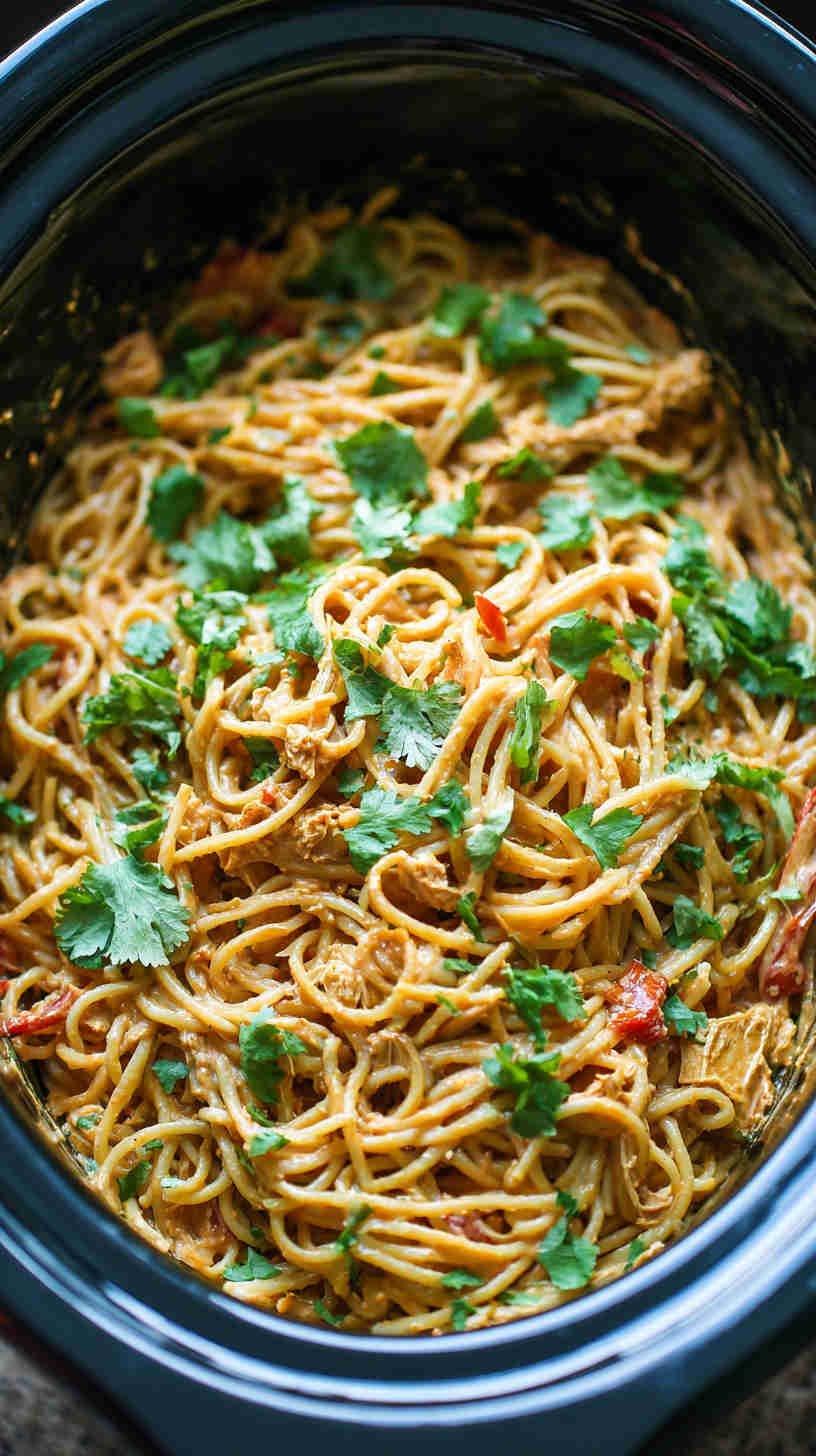 Crockpot Thai Peanut Noodles