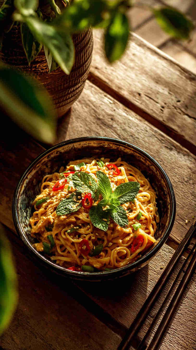 Crockpot Thai Peanut Noodles