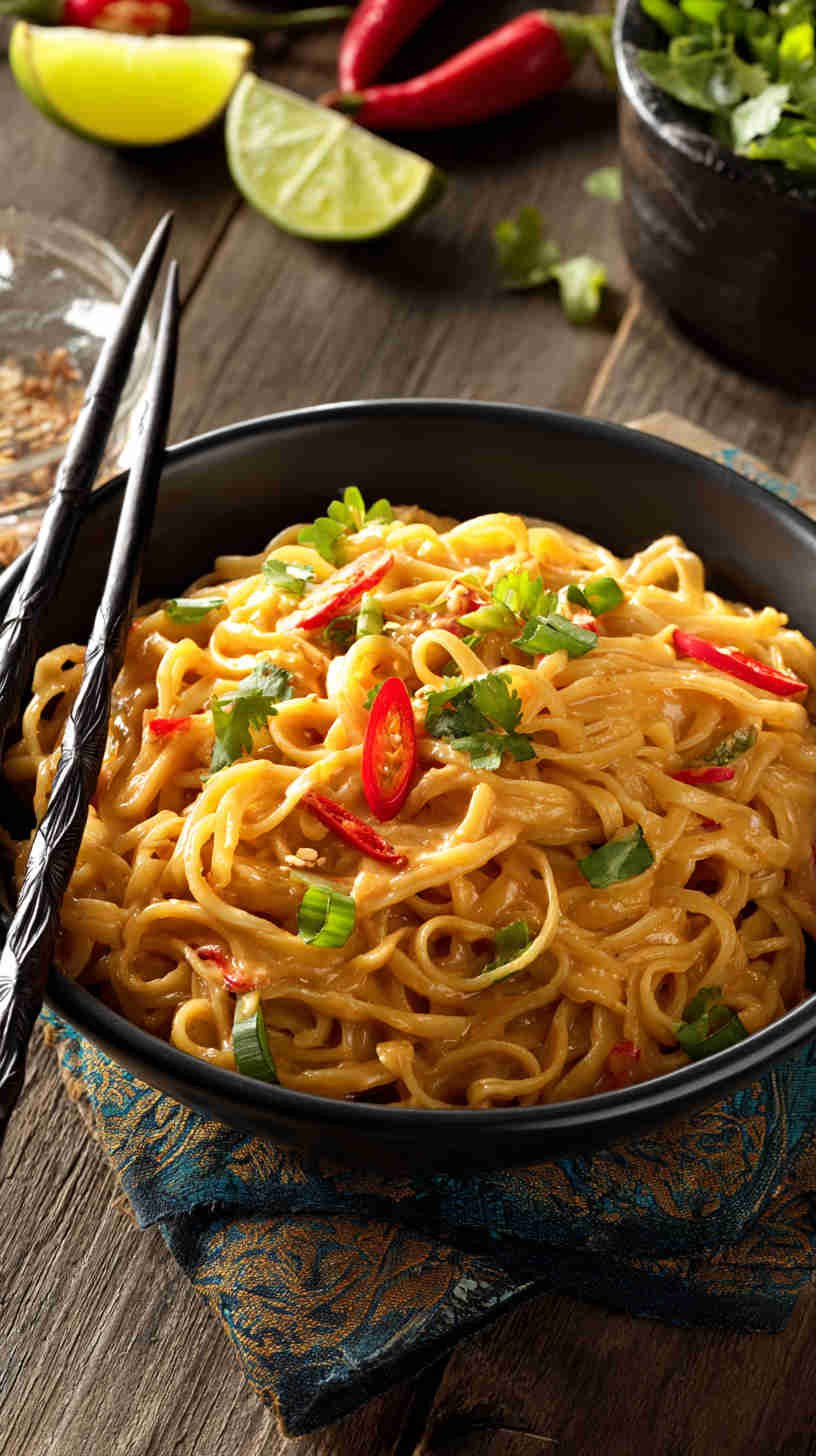 Crockpot Thai Peanut Noodles