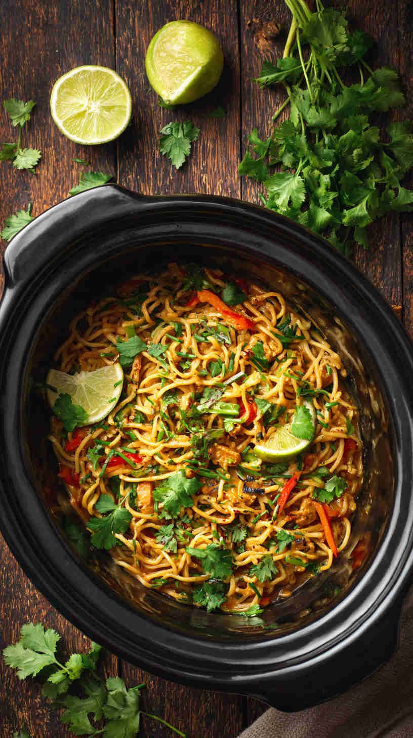 Crockpot Thai Peanut Noodles