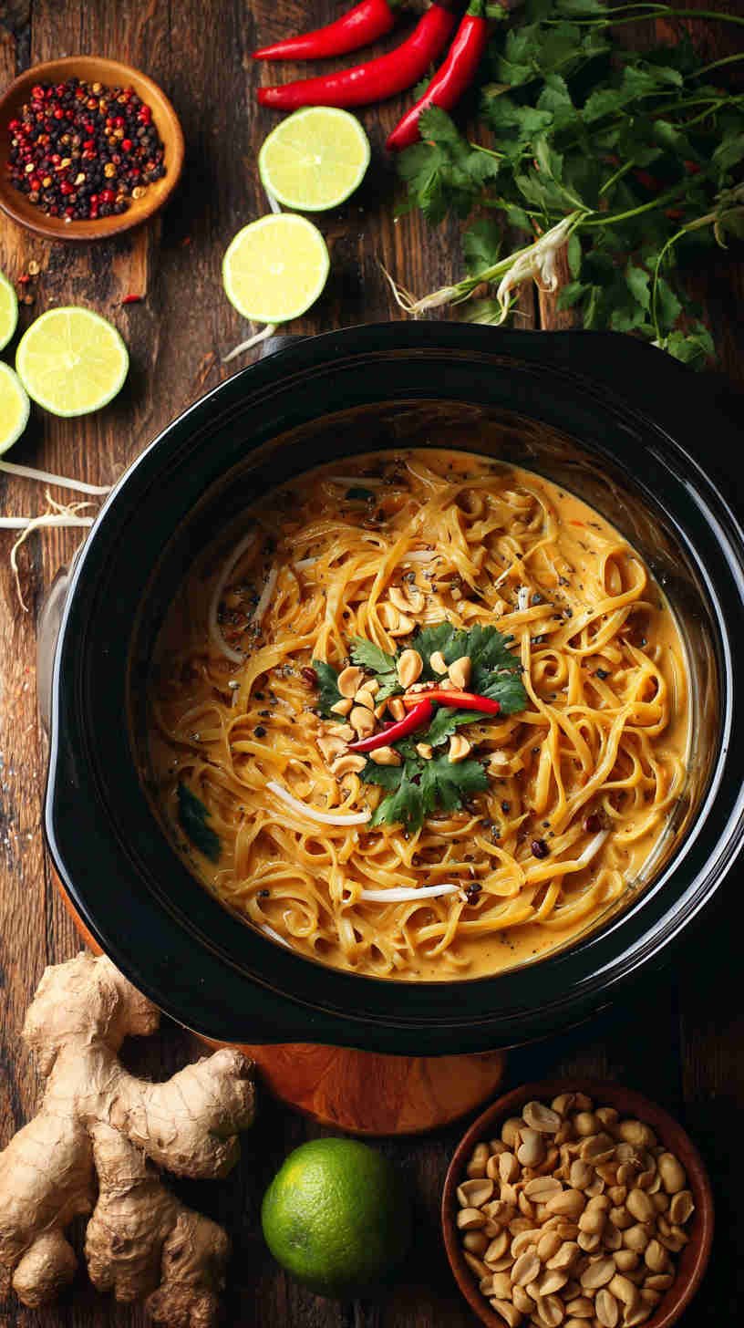 Crockpot Thai Peanut Noodles