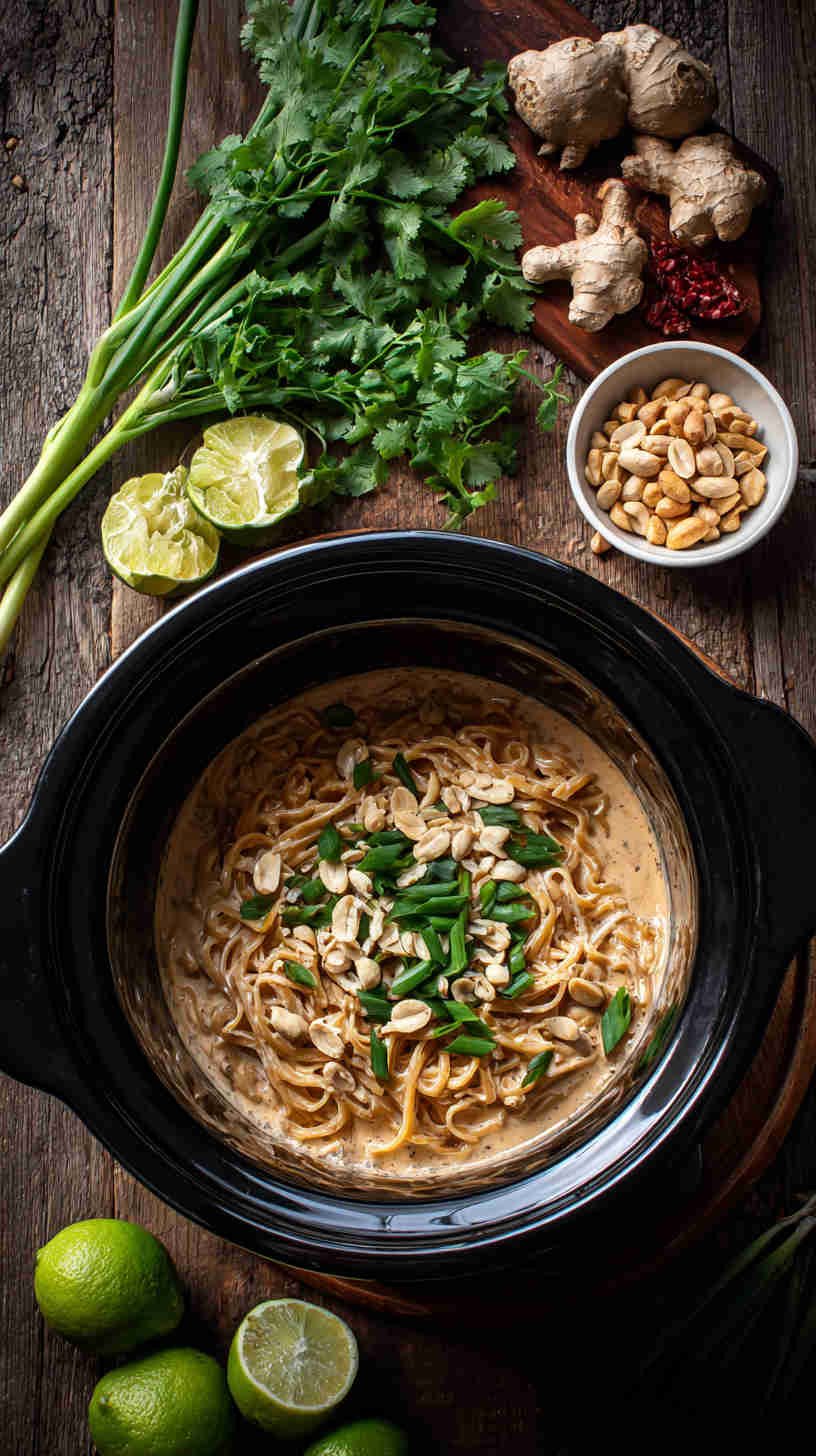 Crockpot Thai Peanut Noodles
