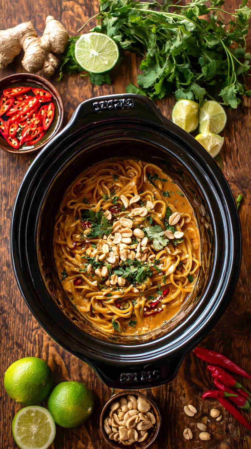 Crockpot Thai Peanut Noodles