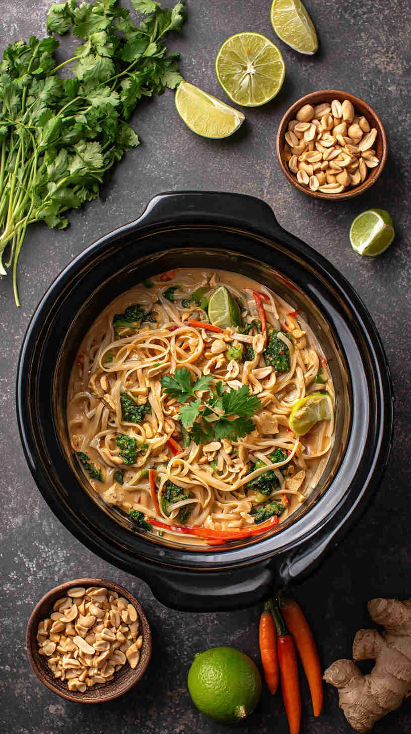 Crockpot Thai Peanut Noodles