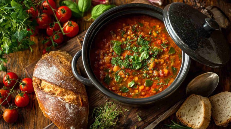 Crockpot Tomato Basil Lentil Soup