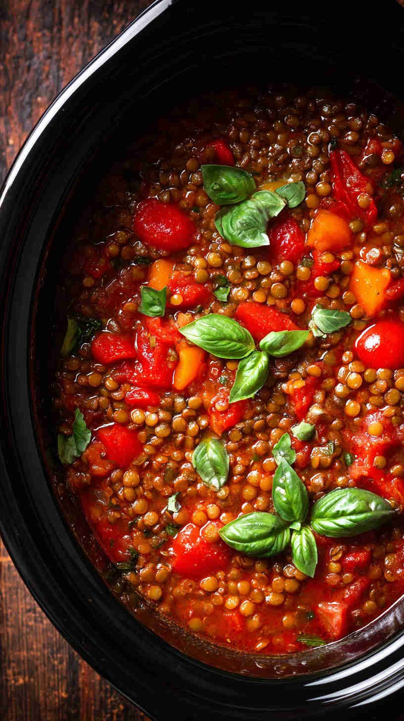Crockpot Tomato Basil Lentil Soup