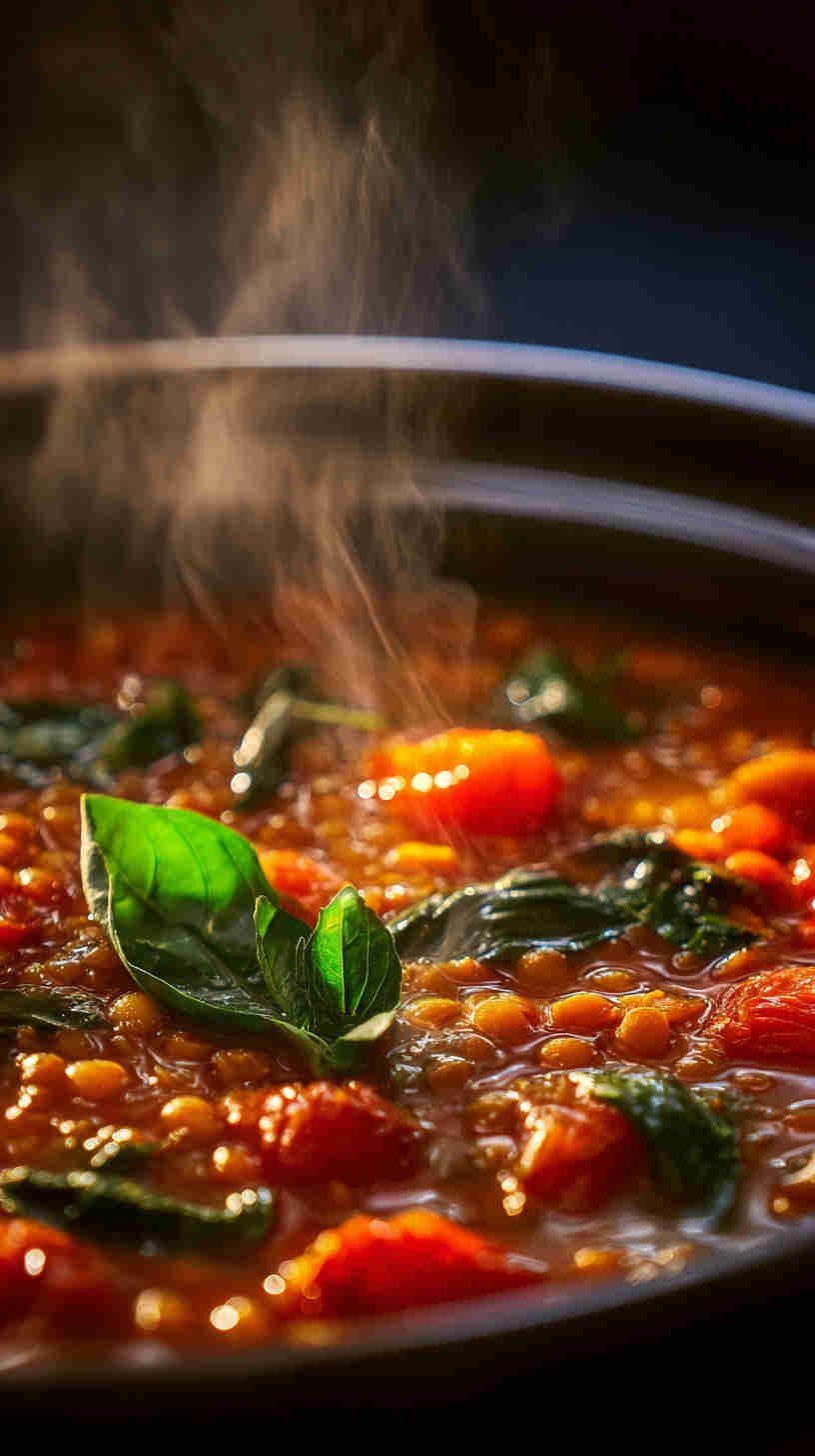 Crockpot Tomato Basil Lentil Soup