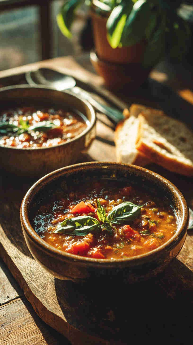 Crockpot Tomato Basil Lentil Soup