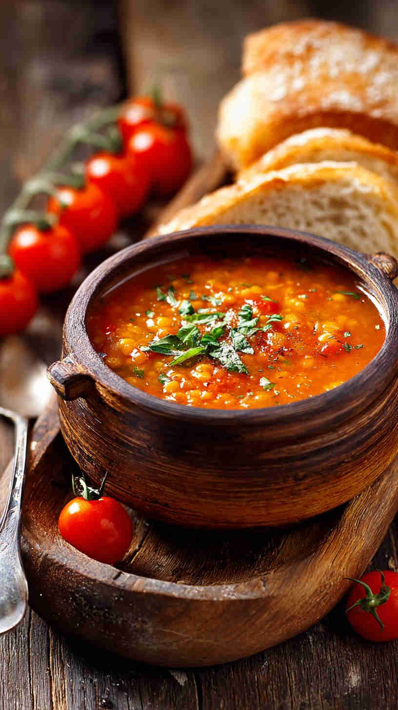 Crockpot Tomato Basil Lentil Soup