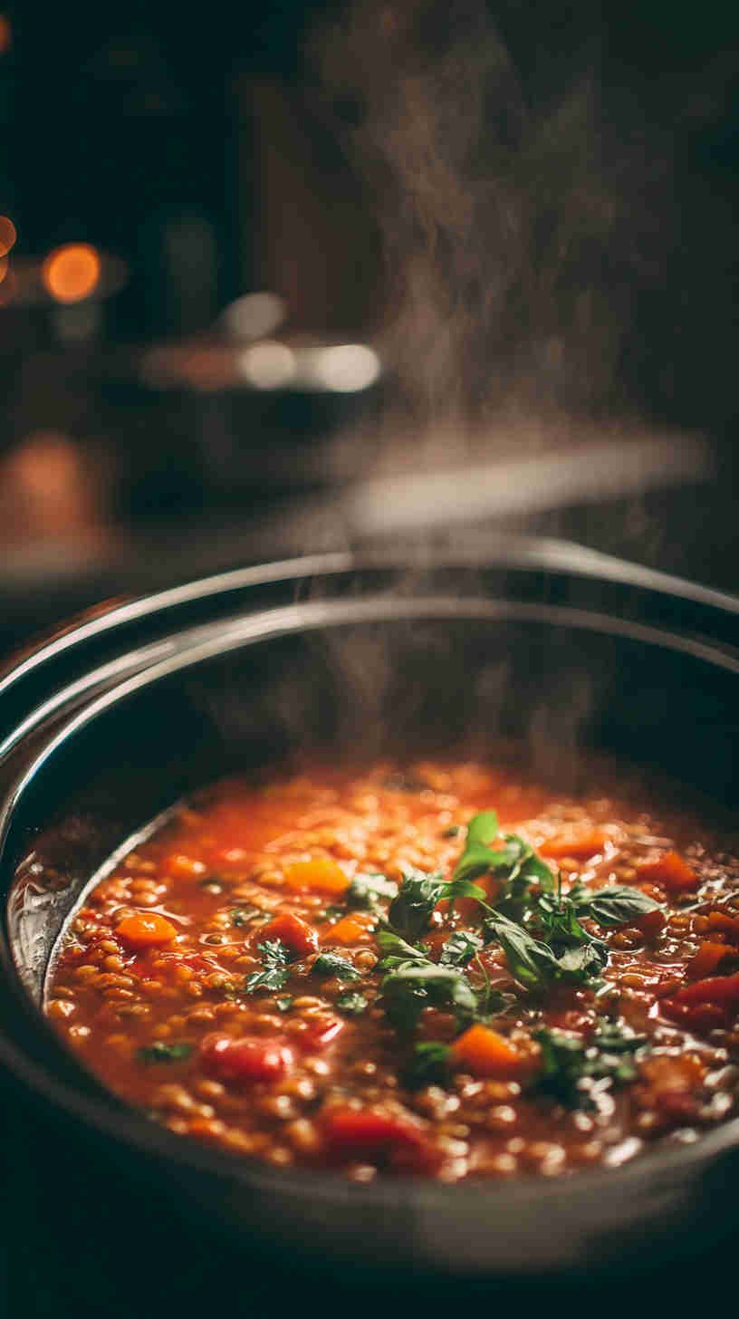 Crockpot Tomato Basil Lentil Soup