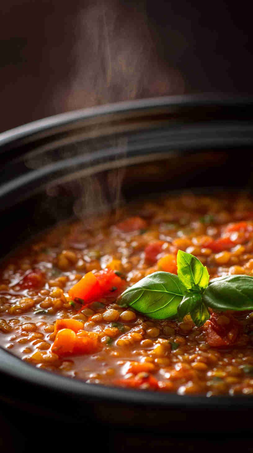 Crockpot Tomato Basil Lentil Soup
