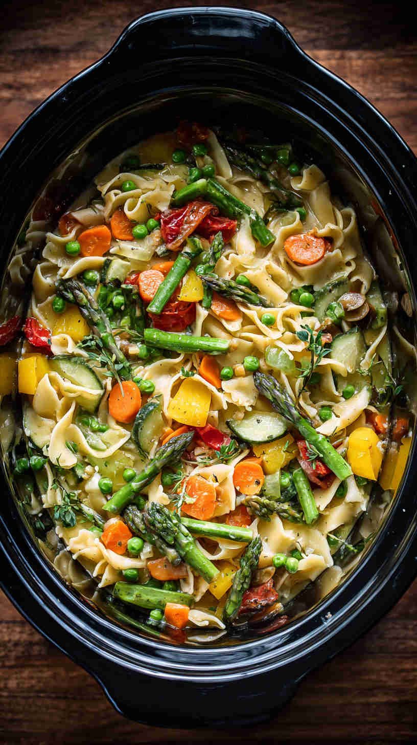 Crockpot Vegetarian Pasta Primavera