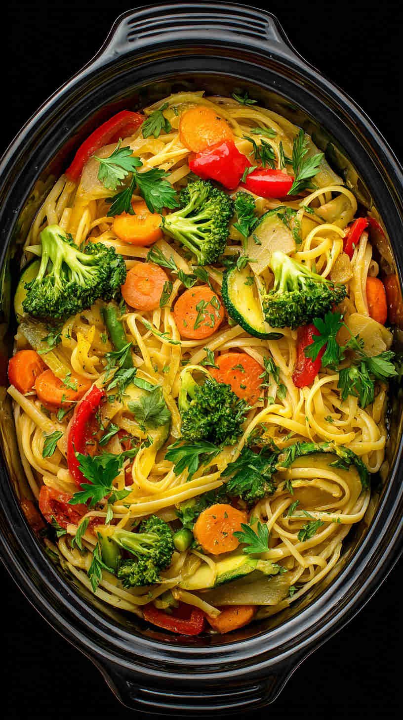 Crockpot Vegetarian Pasta Primavera