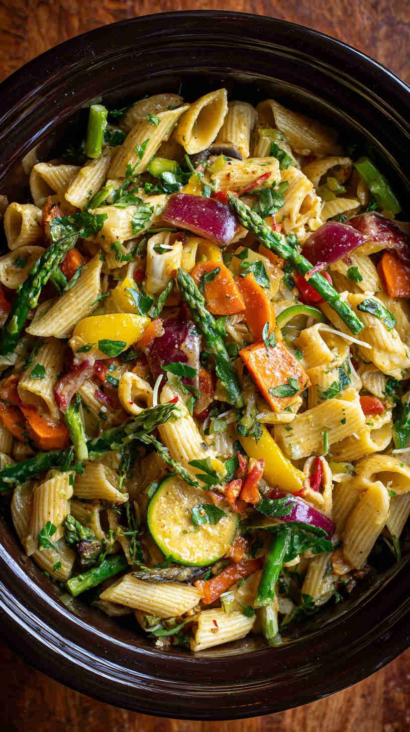 Crockpot Vegetarian Pasta Primavera