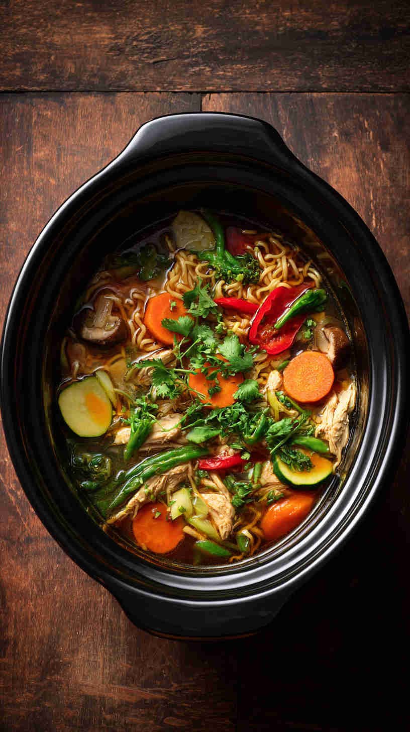 Slow Cooker Chicken Ramen Noodle Soup