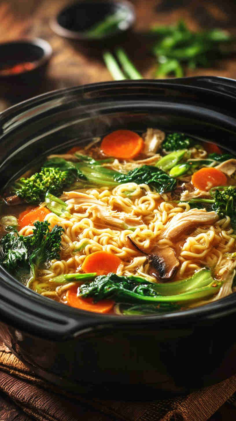 Slow Cooker Chicken Ramen Noodle Soup