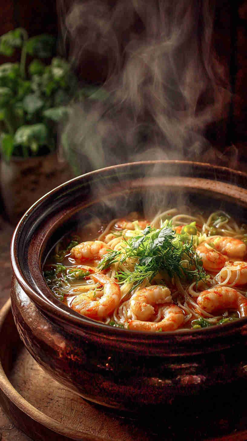 Slow Cooker Lemongrass Shrimp Noodle Soup