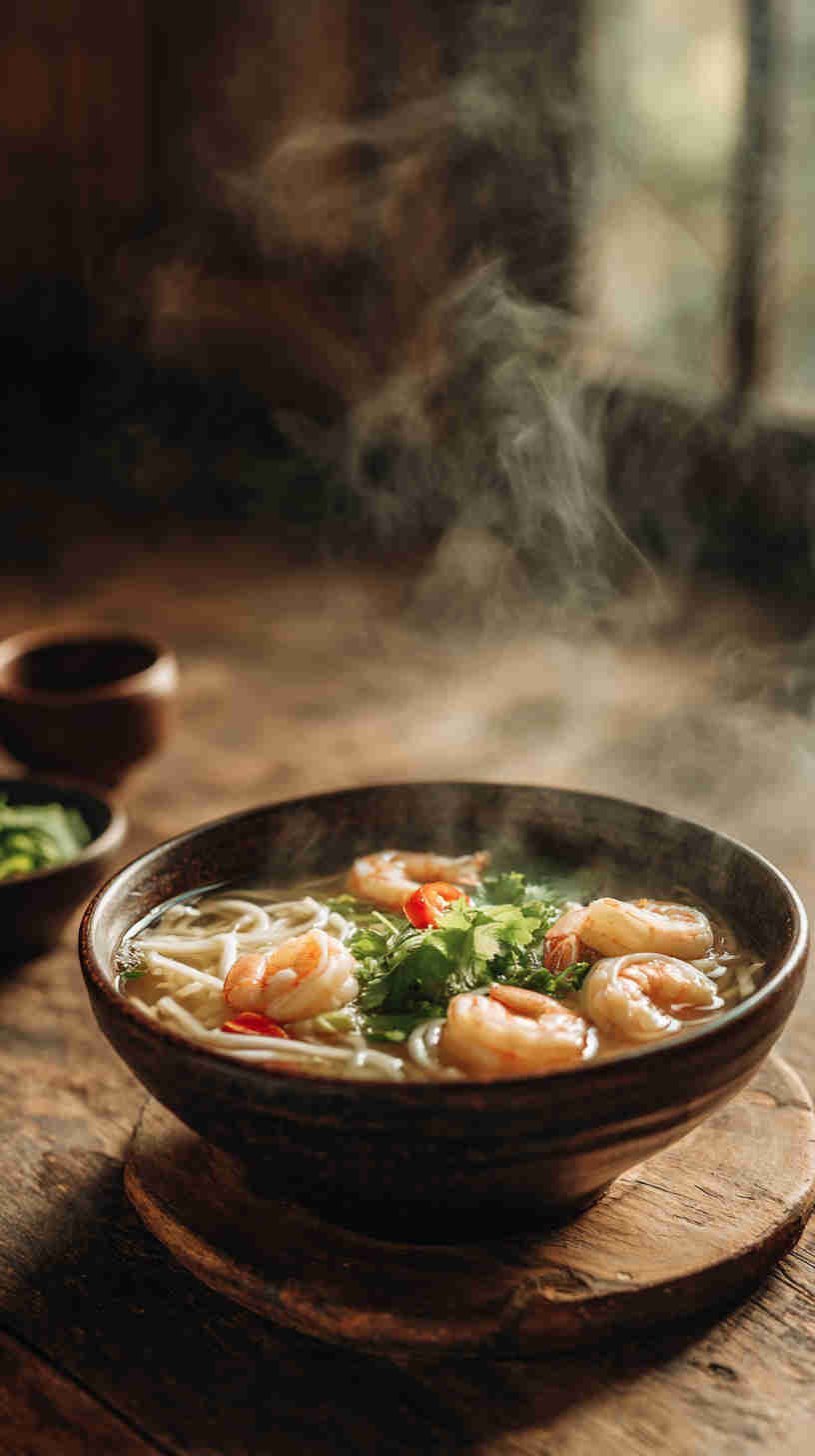 Slow Cooker Lemongrass Shrimp Noodle Soup