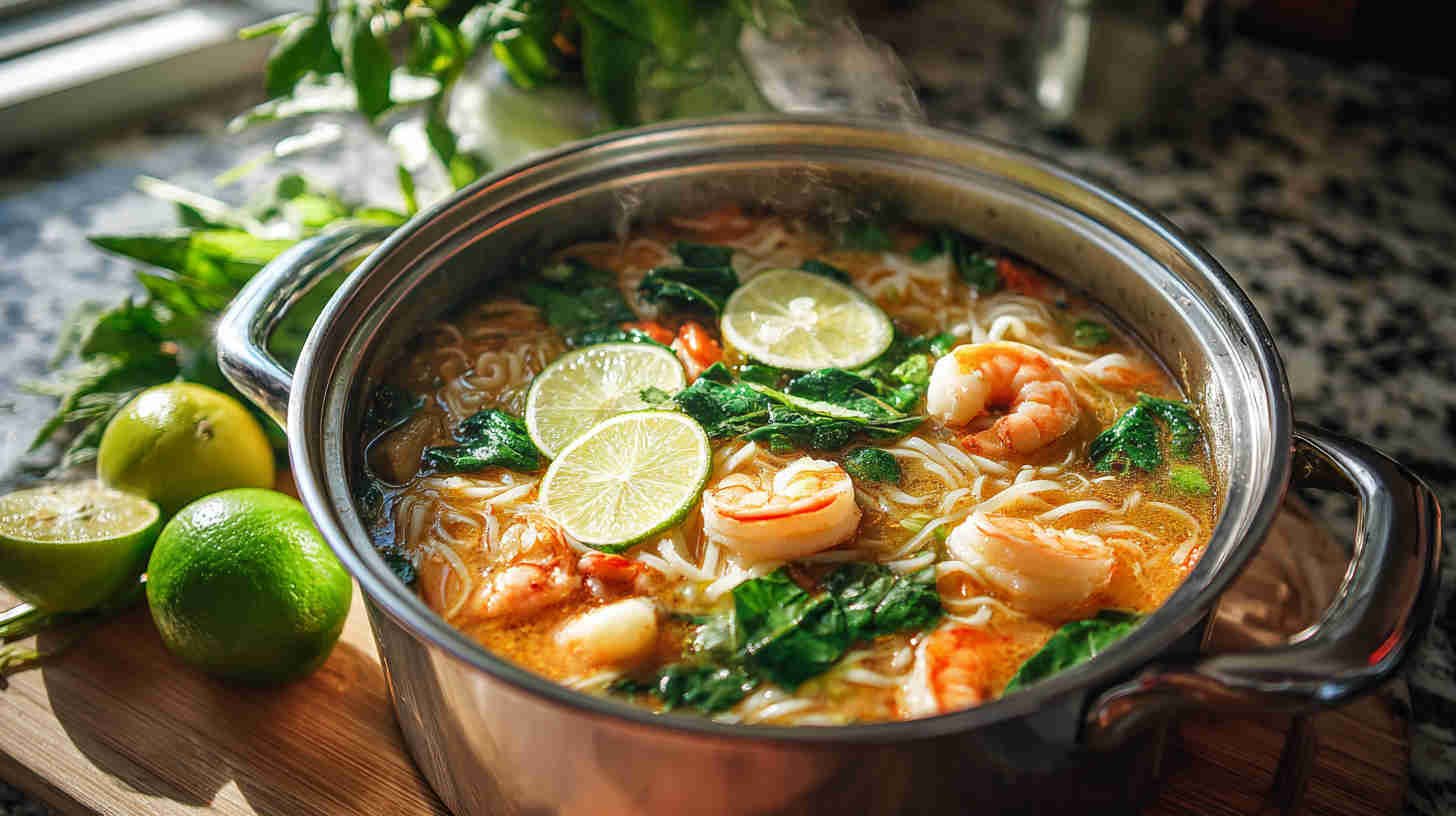 Slow Cooker Lemongrass Shrimp Noodle Soup