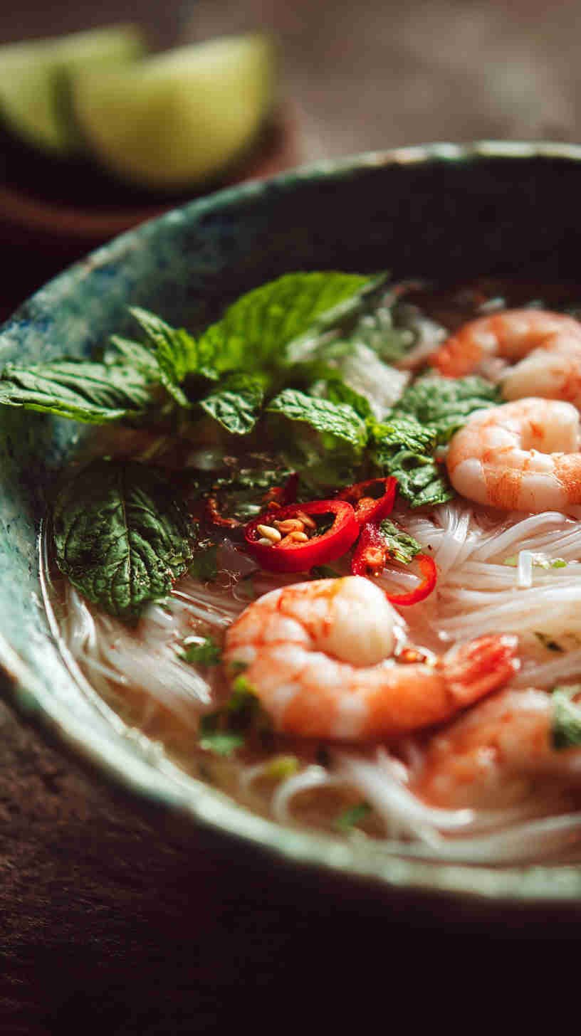 Slow Cooker Lemongrass Shrimp Noodle Soup