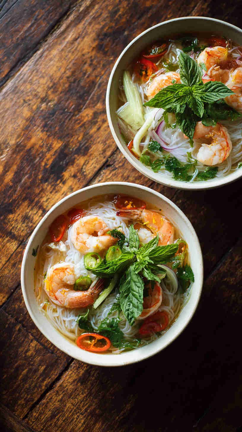 Slow Cooker Lemongrass Shrimp Noodle Soup