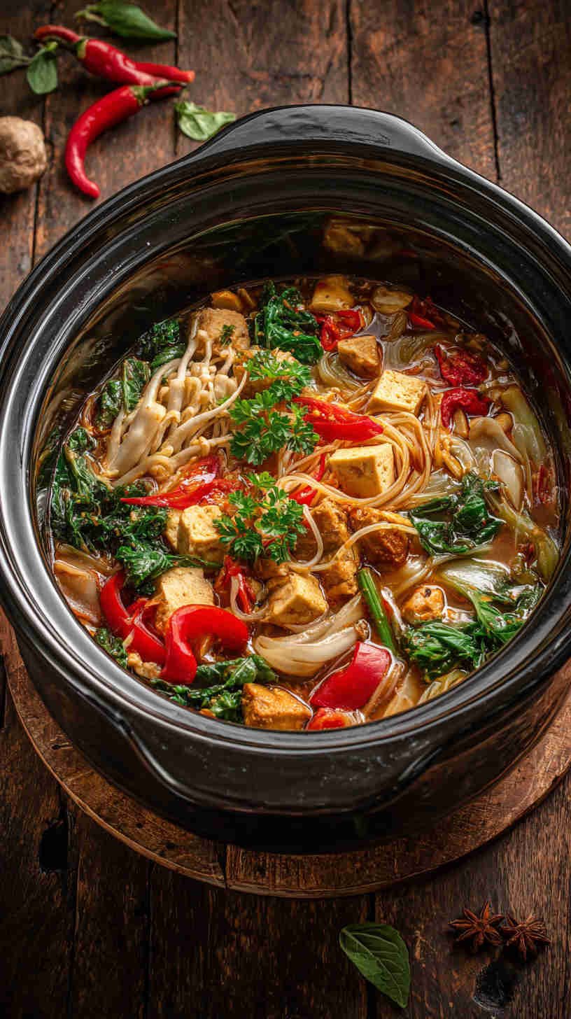 Slow Cooker Pad Thai-Inspired Noodle Soup