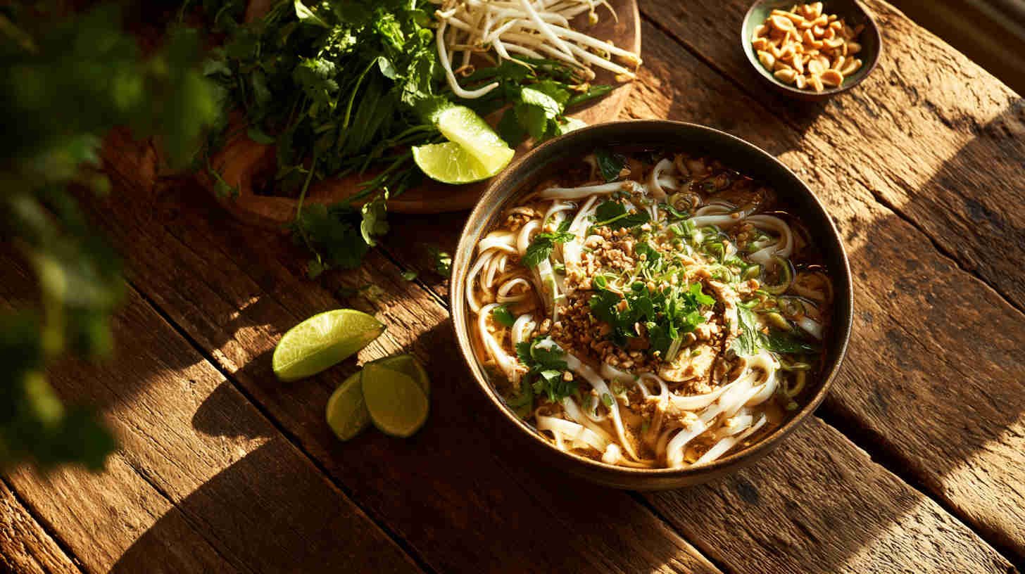 Slow Cooker Pad Thai-Inspired Noodle Soup
