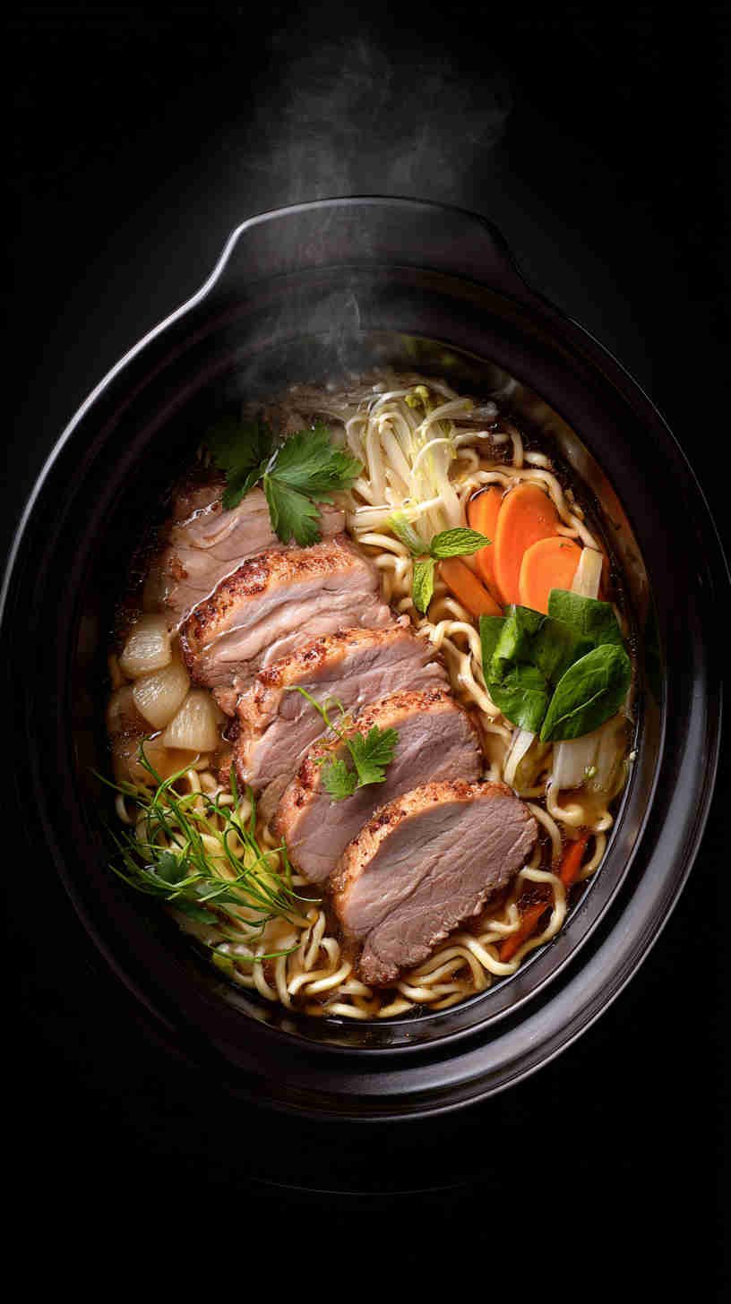 Slow Cooker Pork Miso Ramen