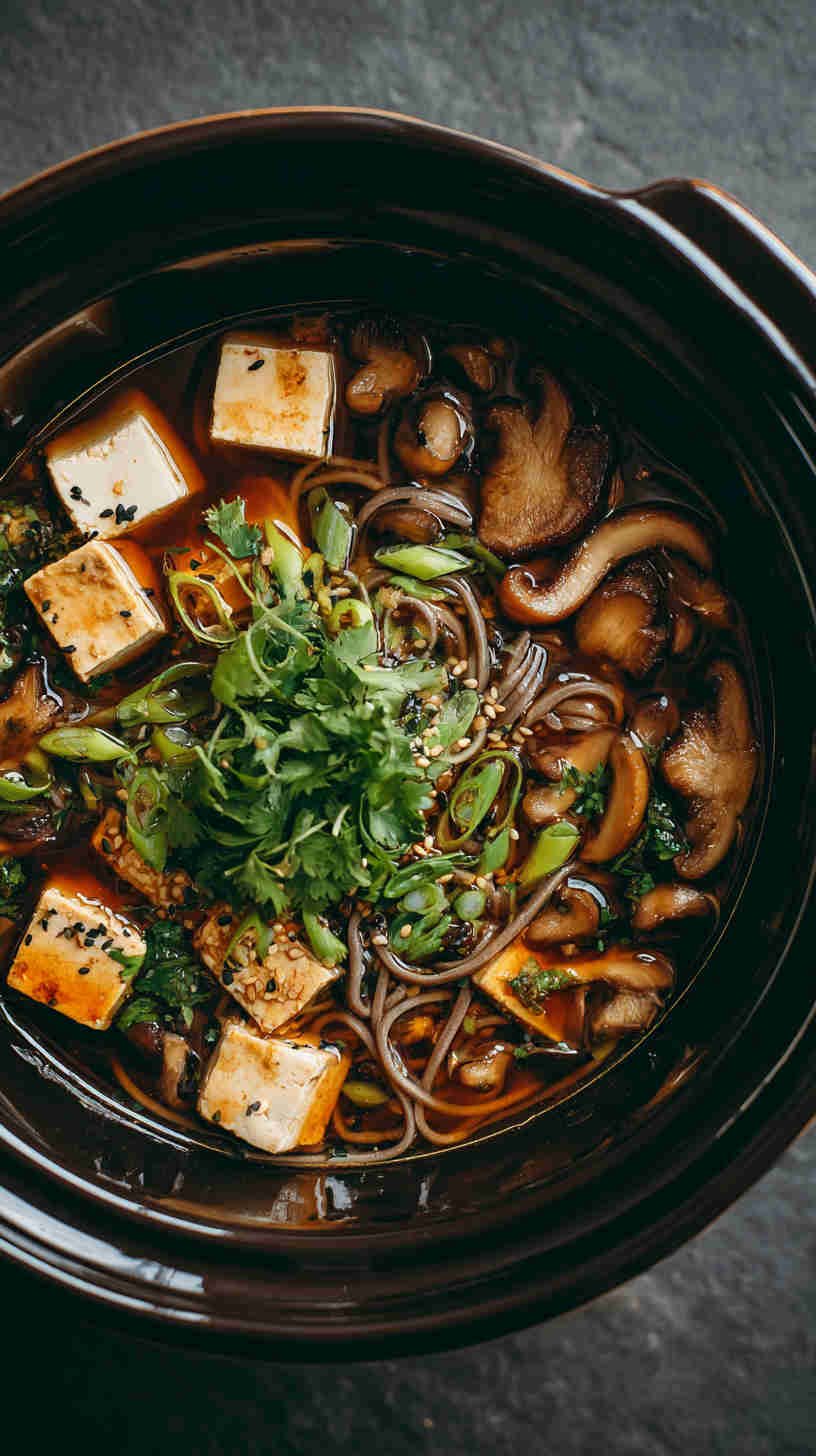 Slow Cooker Soba Noodle Soup with Tofu