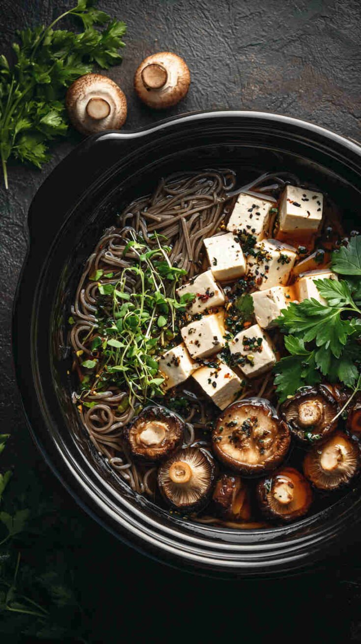 Slow Cooker Soba Noodle Soup with Tofu