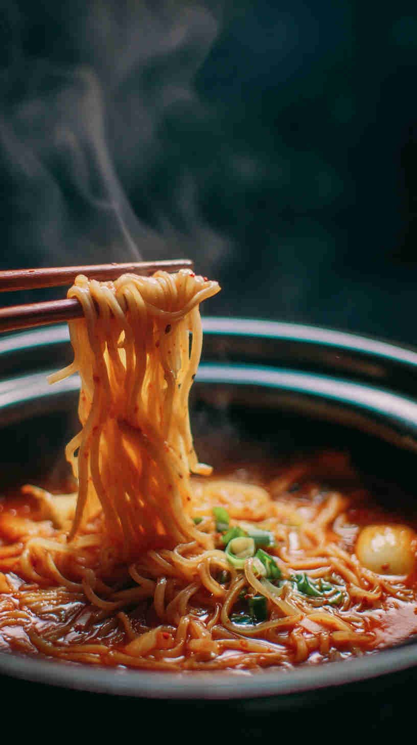Slow Cooker Spicy Korean Kimchi Noodle Soup