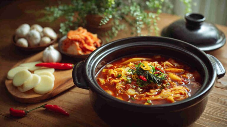 Slow Cooker Spicy Korean Kimchi Noodle Soup
