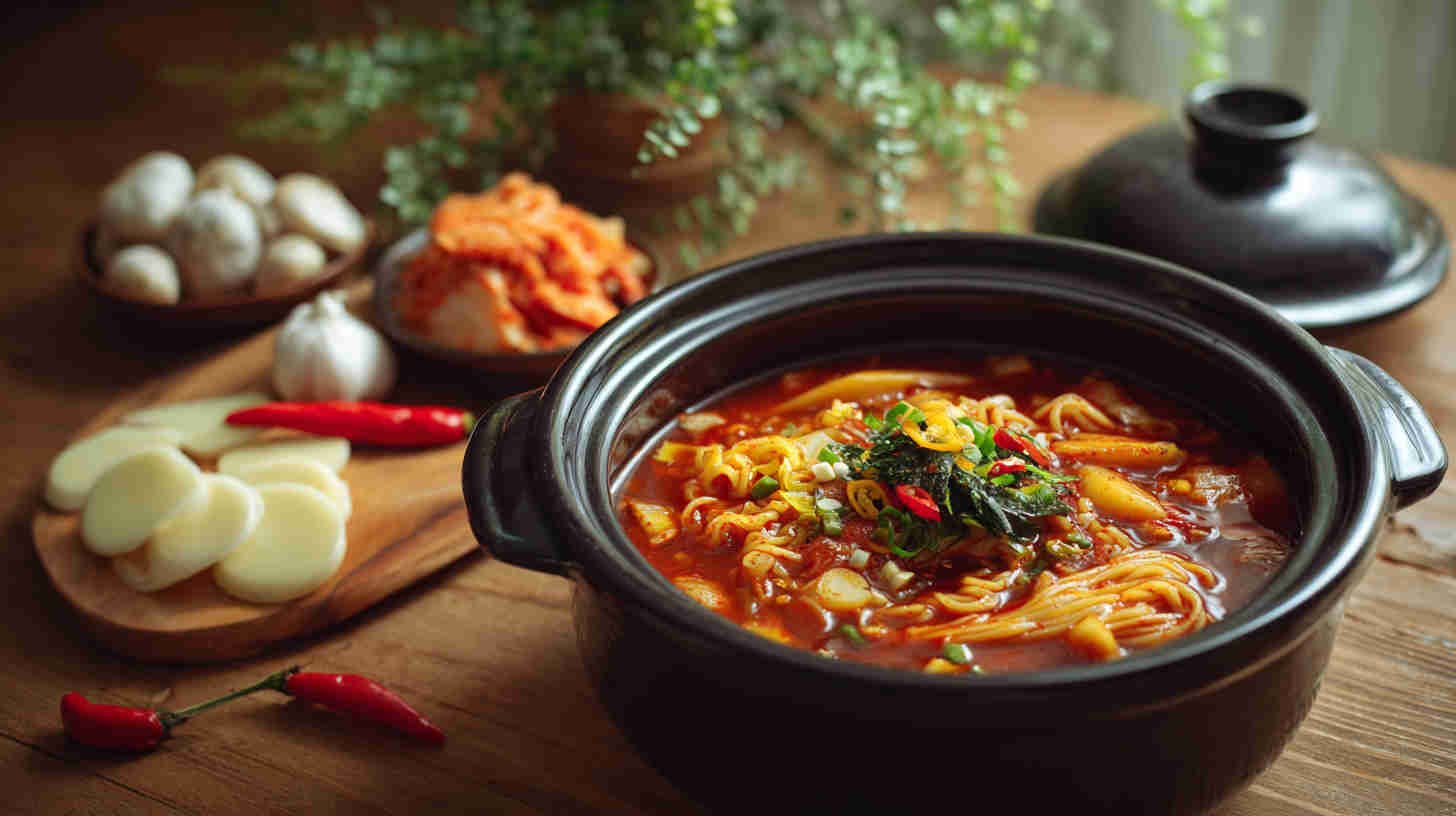 Slow Cooker Spicy Korean Kimchi Noodle Soup